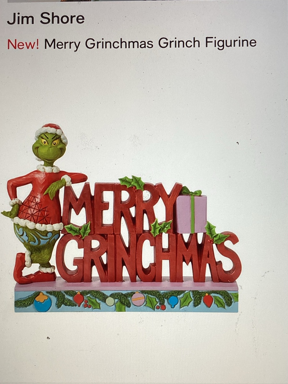 Jim Shore Merry Grinchmas Grinch Figurine New in box